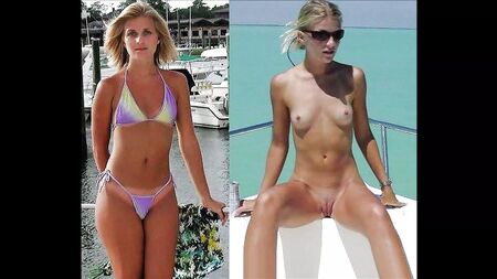 セクシーなビキニガールたち - 着衣・脱衣スライドショー