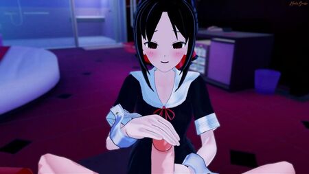 かぐや様は精液を飲み込む、正常位中出しPOV。エロアニメ