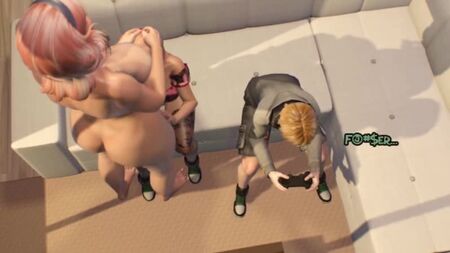 3D ニューハーフのママが10代の娘とセックス - 息子がゲーム機で遊んでいる間に、漫画のニューハーフが少女とセックスする 3D ふたなりアニメ