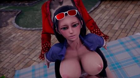 ニコ・ロビン × ボア・ハンコック - ふたなり；百合；レズビアン；オーラルセックス；フェラチオ；後背位；3Dセックス・ポルノ・エロアニメ；[ワンピース]